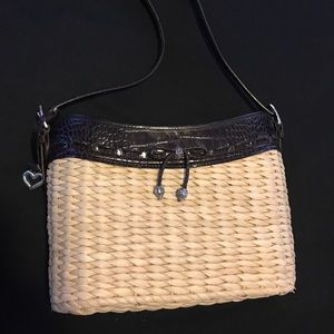 Brighton straw purse with leather trim